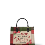 "Hope" - Matthew 19:26 Leather Handbag